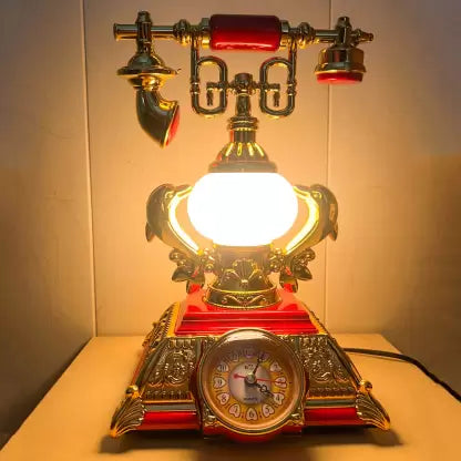 Téléphone Style Vintage Lampe de Table avec Réveil: Déco Maison et Bureau