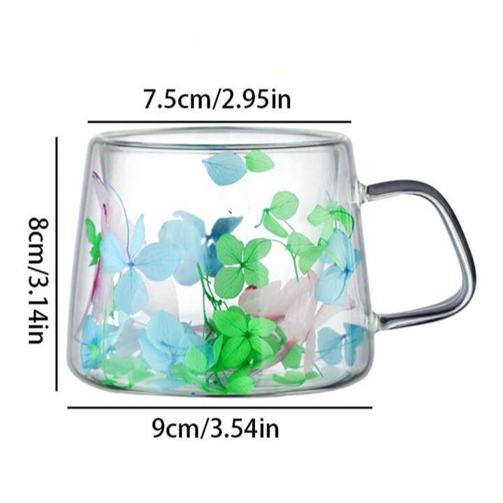 3 Tasses en Verre Floral Double Paroi 250ml – Parfaites pour Café