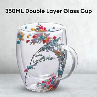 3 Tasse à Café en Verre à Double Paroi Samlife avec Poignée Couleur Mix