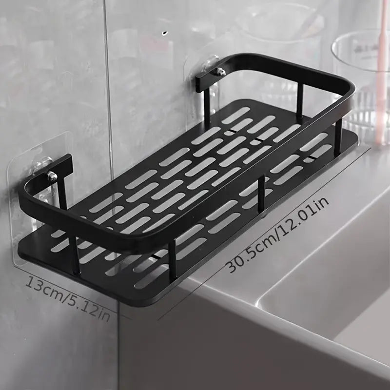 Étagère de rangement de salle de bain en aluminium, sans perforation.