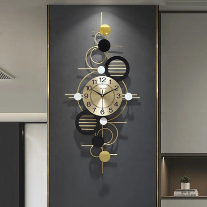 Horloge Murale à Quartz en Métal Doré – Design Élégant, Moderne et Lége