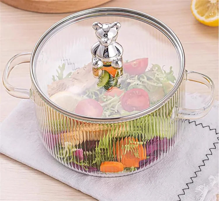 Casserole en Verre Borosilicate 1,6 L avec Couvercle Pratique