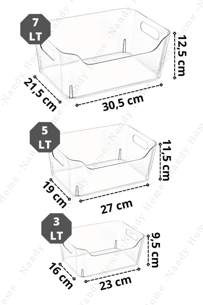 3 Organisateurs Transparent pour Réfrigérateur et Armoire