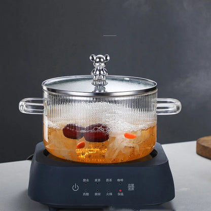Casserole en Verre Borosilicate 1,6 L avec Couvercle Pratique