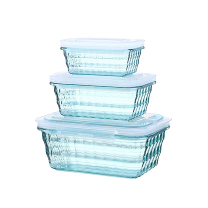 Lot de 3 boîtes de conservation transparentes pour aliments avec poignée