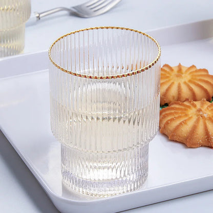 Ensemble de 6 tasses à jus en verre moderne avec bordure dorée