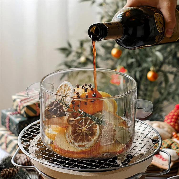 Casserole en Verre Borosilicate 1,6 L avec Couvercle Pratique