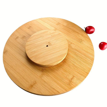 Meuble de table de cuisine rotatif à 360 degrés en bambou avec plateau