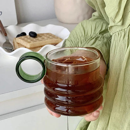 3 Tasse Ronde en Verre Transparent Cutelife Ins avec Poignée