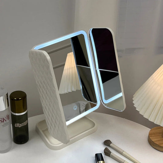 Miroir de Maquillage à Trois Volets avec Lumières LED