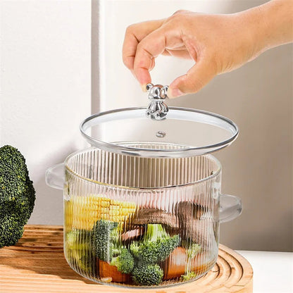 Casserole en Verre Borosilicate 1,6 L avec Couvercle Pratique