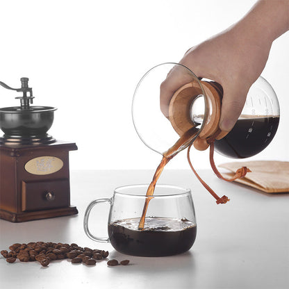 Cafetière en Verre Classique avec Poignée en Bois