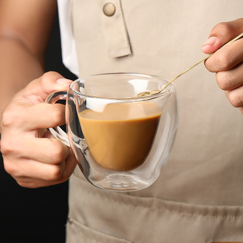 3 Tasse à Thé et à Café en Verre à Double Paroi en Forme de Cœur - 250 ml