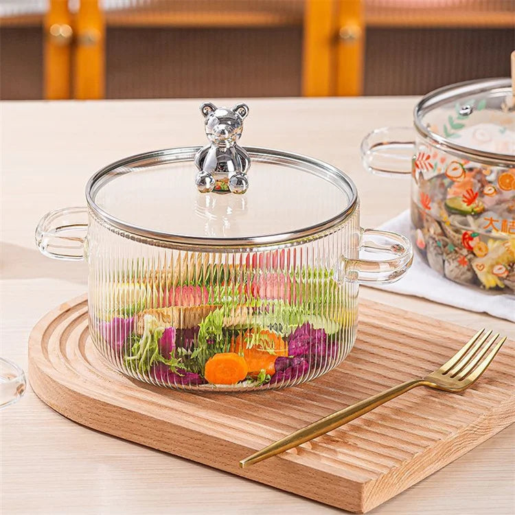 Casserole en Verre Borosilicate 1,6 L avec Couvercle Pratique