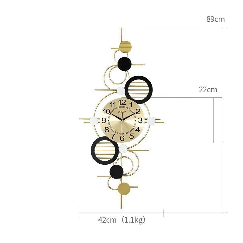 Horloge Murale à Quartz en Métal Doré – Design Élégant, Moderne et Lége