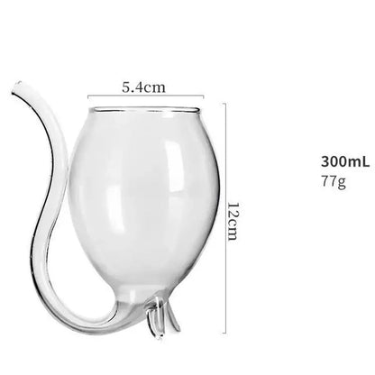 3 Tasse à Eau en Verre Transparent avec Paille Intégrée