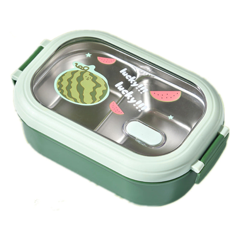 Boîte à Bento en Acier Inoxydable 1 L – Motif Dessin Animé de Fruits avec Compartiments Anti-Fuite