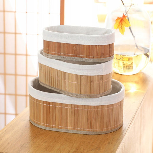 3 Paniers de Rangement Durables en Bambou