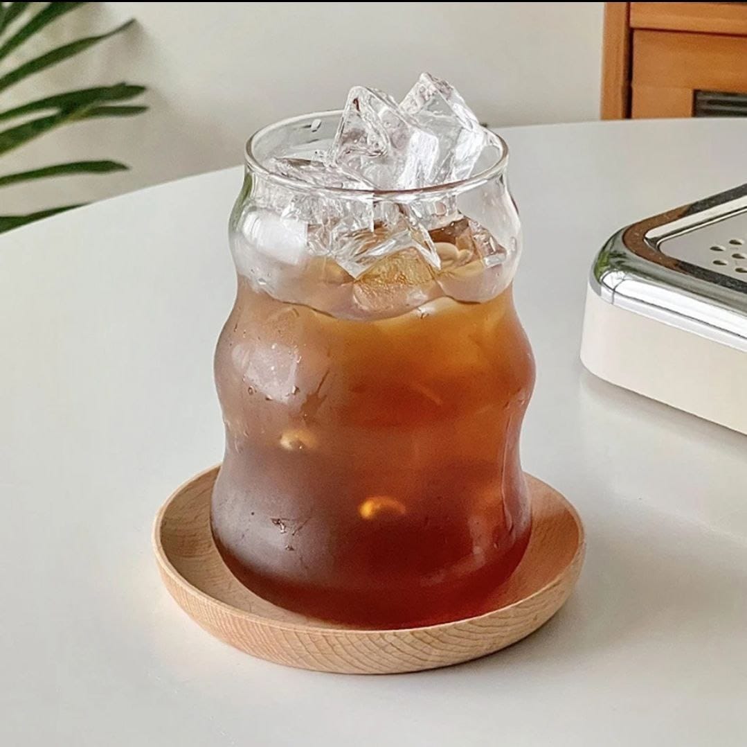 3 Tasses à Café Ronde en Verre Ondulée - Design Nordique Élégant pour, Gobelet Mignon avec Propriétés Thermiques