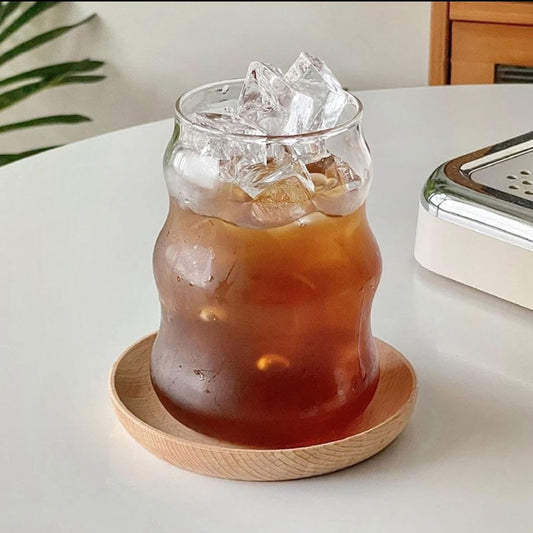 3 Tasses à Café Ronde en Verre Ondulée - Design Nordique Élégant pour, Gobelet Mignon avec Propriétés Thermiques