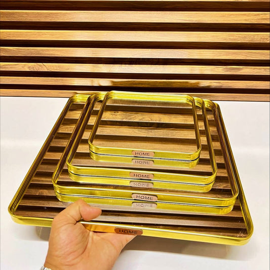 Ensemble de luxe de 4 plateaux différent taille avec miroir