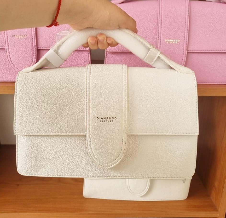 Sac à Main Diana & Co Orijenal Luxe à Volants avec Rabat Blanc