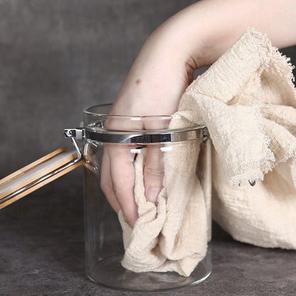 5 Pots de Rangement en Verre avec Couvercles en Bambou : Élégance et Étanchéité