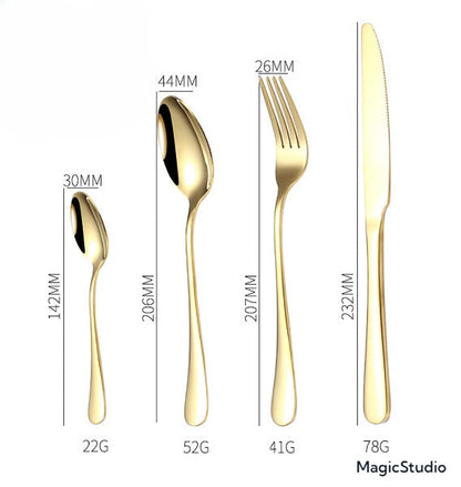 Ensemble de Vaisselle en Acier Inoxydable Doré