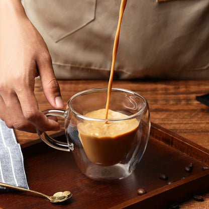 3 Tasse à Thé et à Café en Verre à Double Paroi en Forme de Cœur - 250 ml