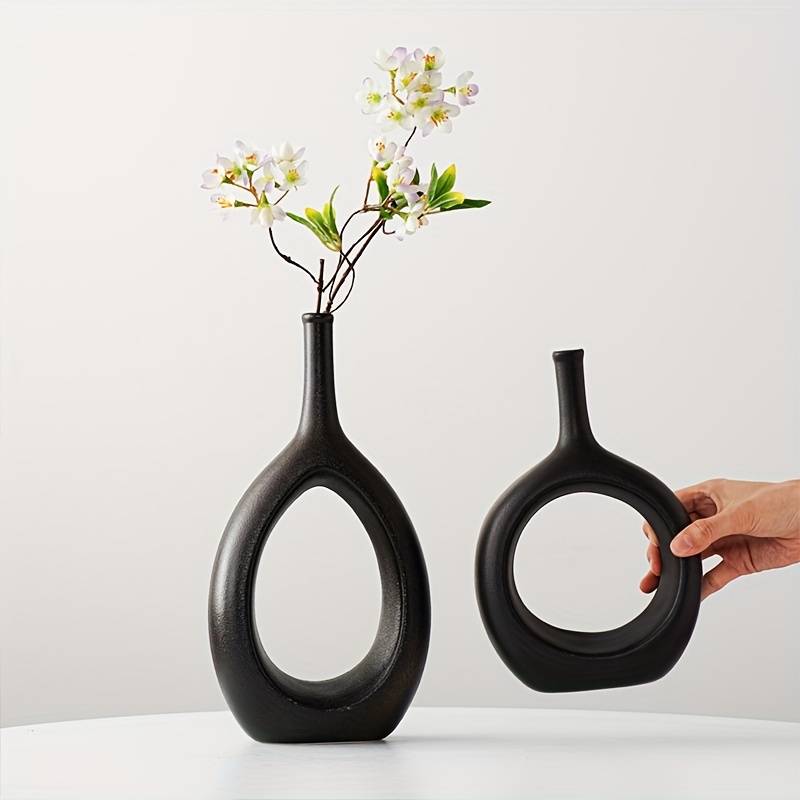 2 Vase à fleurs creux circulaire en céramique nordique