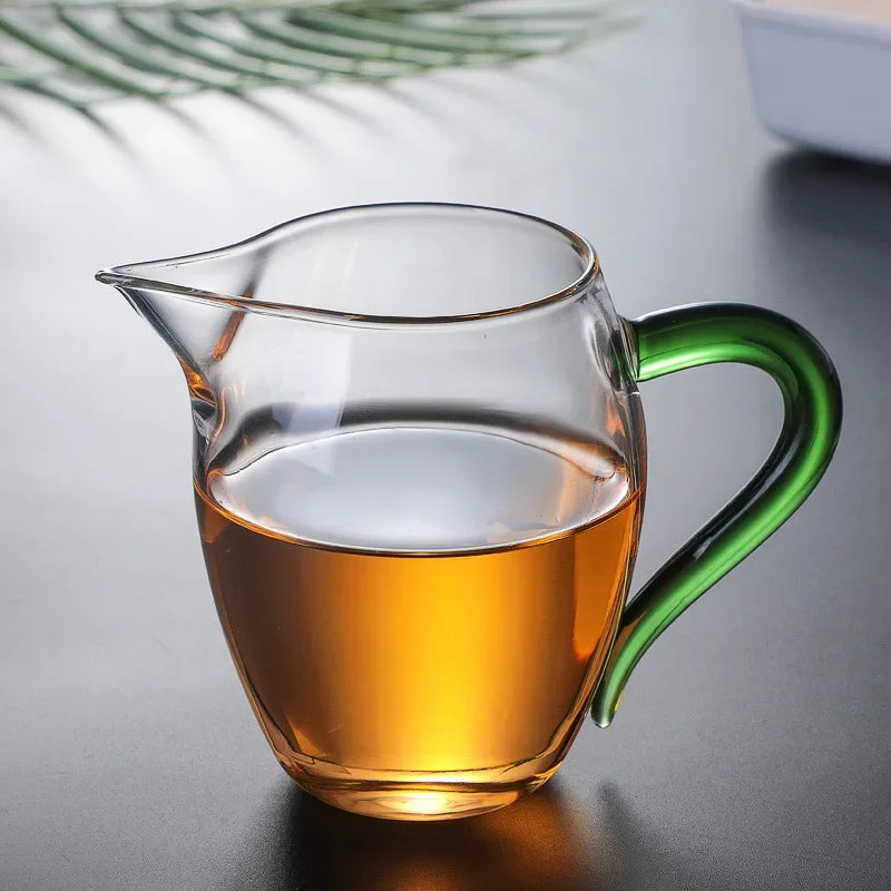 3 Tasse à Thé en Verre Borosilicaté avec Poignée Colorée 350ml