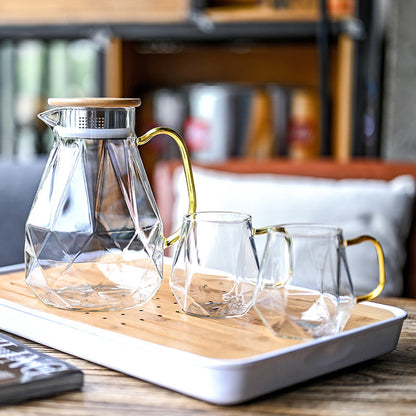 Bouteille d'eau en verre résistante à l'explosion avec poignée et 4 tasses