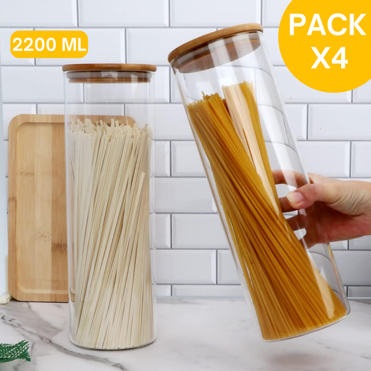 Lot de 4 Bocaux Hermétique avec Couvercle 2200ml