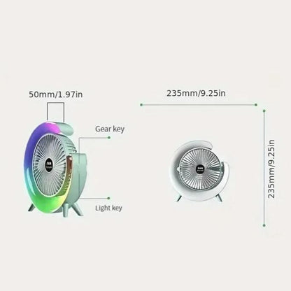 Ventilateur électrique circulaire coloré alimenté par chargement USB