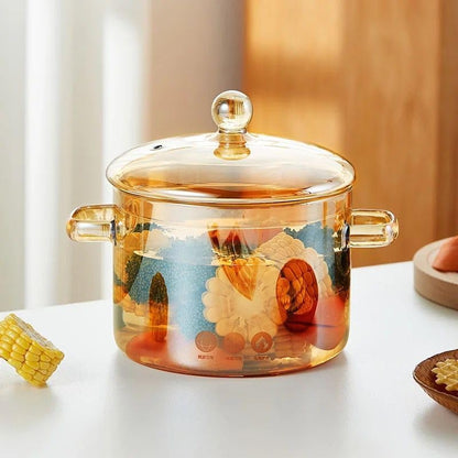 Casserole en Verre Ambré avec Couvercle - Capacité de 1,5 L