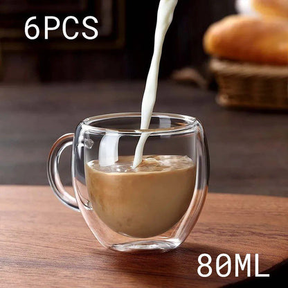 6 Tasse à Café Double Paroi 80 ml