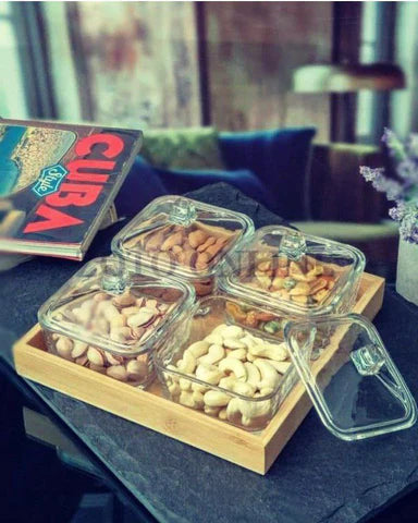 Assiette de Snacks en Verre sans Plomb avec Couvercle - Élégance et Sécurité