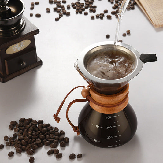 Cafetière en Verre Classique avec Poignée en Bois