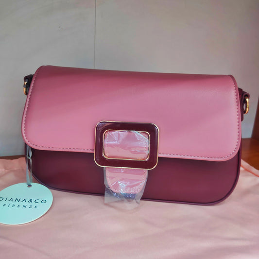 Minı bag a spalla bicolor bordeaux