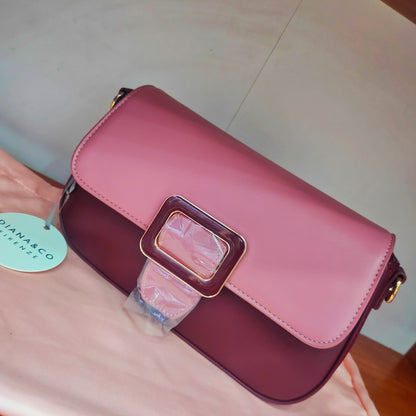 Minı bag a spalla bicolor bordeaux